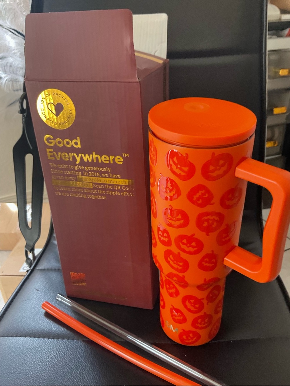 Good Everywhere Orange Halloween Travel Mug with Handle